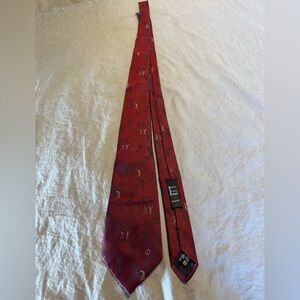 Dunhill Burgundy Tie W/Golf Pattern 100% Silk Vintage Made In Italy